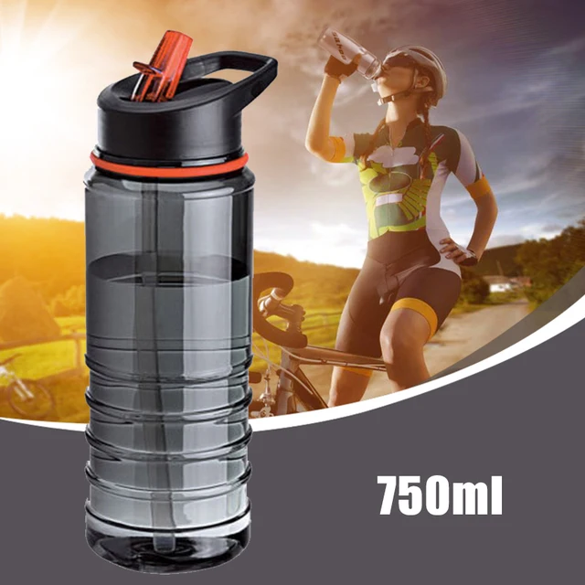 US $2.79 750ML Outdoor Water Bottle Flip Tritan Straw Drinks Water Bottle Bike Drink Bottle with Lid Hiking 