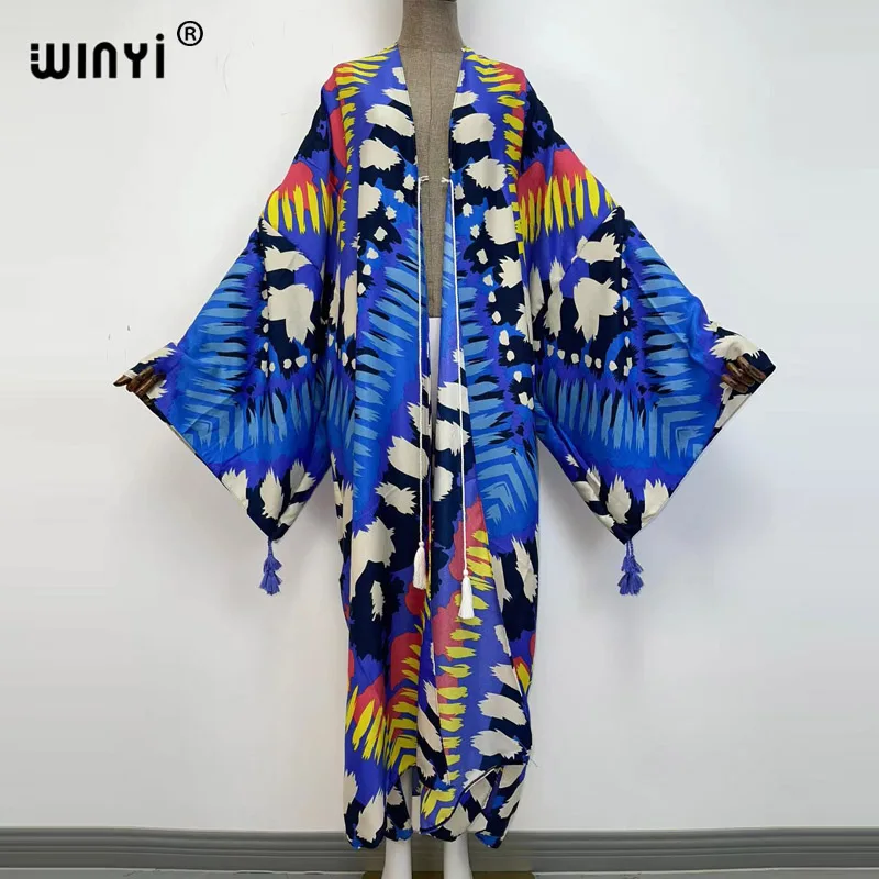 WINYI 2021 medio oriente primavera donna Cardigan stitch robe Cocktail sexcy Boho Maxi abito da sera in seta con maniche a pipistrello per vacanze africane