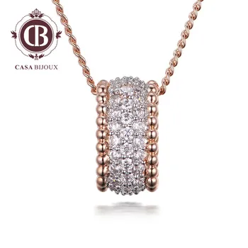 

CASABIJOUX Rose Gold Color Shining Graceful Oval Pendant Necklace with Zircon For Women Daily Office/Career Fashion Jewelry