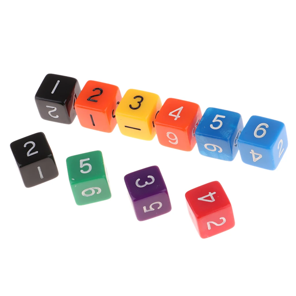 MagiDeal Acrylic D6 Dice Set 6 Sided Dices 1-6 for Table Game Kids Math Practice TRPG D&D Board Game Accessories
