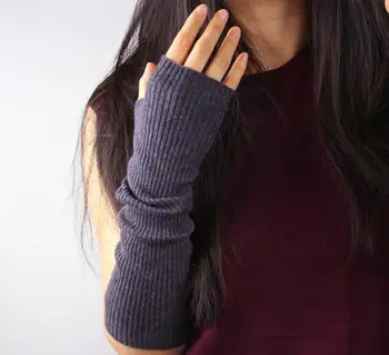 

Women's autumn winter thicken warm fingerless long cashmere glove lady's winter long wool knitted driving glove R2130