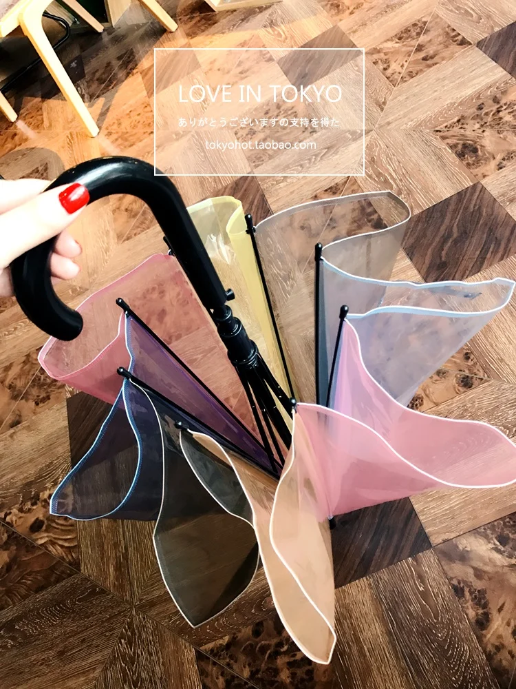 Женский прозрачный зонт с длинной ручкой Радужный зонтик 8K меняющий цвет для