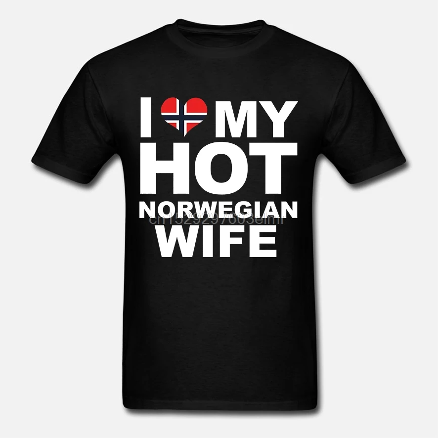 Funny Men t shirt white t-shirt tshirts Black tee I Love My Hot Norwegian Wife Norway Native T Shirt | Мужская одежда