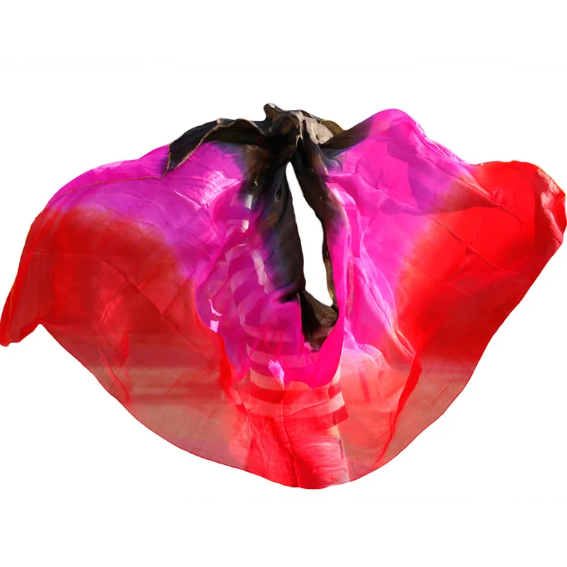 Настоящая шелковая вуаль для танцев, выступлений, реквизит, шелковая вуаль для танца живота, ручная работа, окрашенный шарф, шаль, китайские шелковые вуали - Цвет: color 20-dz