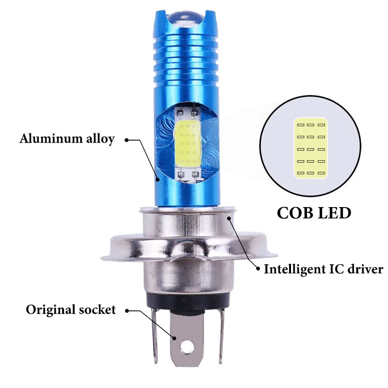 Светодиодный двигатель H4 мотоциклетная фара Hi/Low 30 светодиодный COB лампа все-в-одном Лампа фара двигателя 8 Вт белый+ RGB DC12v мотоциклетный доступ