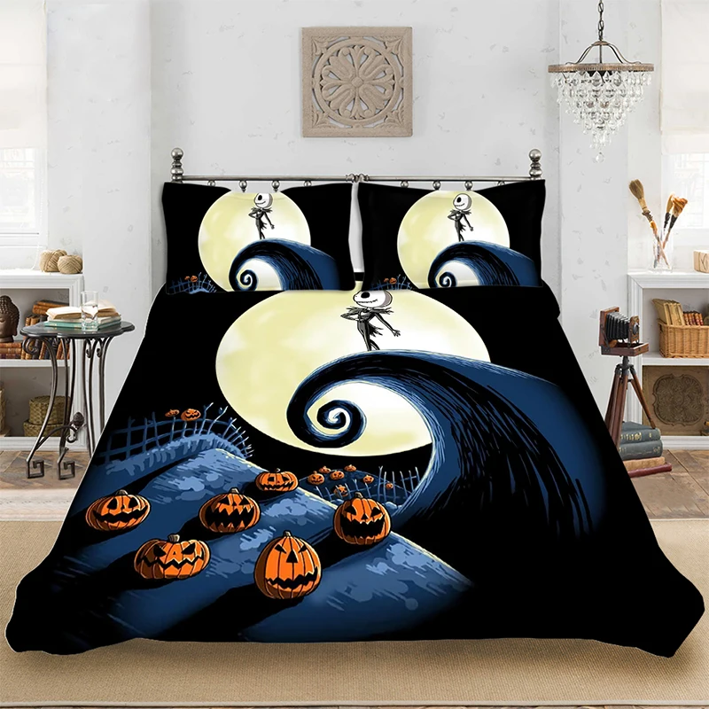 Bedding set Bedclothes Include Duvet Cover Pillowcase Print Home Textile Bed Linens Christmas Eve Moon Concise King-Full Size