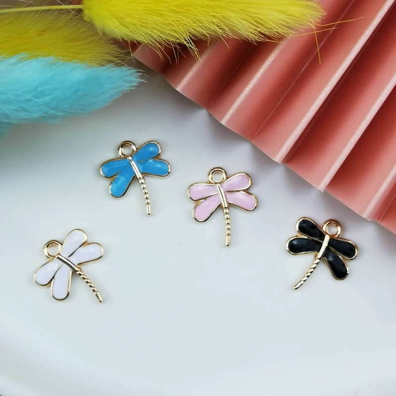 

20Pcs Enamel Gold Color Dragonfly Charms Pendant for Jewelry Making Earrings Bracelet Necklace Accessories DIY Craft Findings