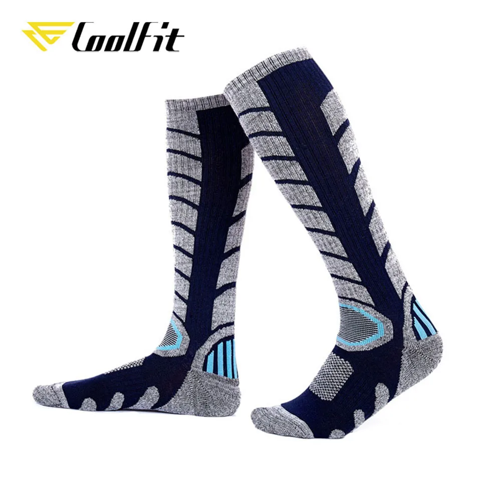 CoolFit 1 Pair Long Ski Socks Thicker Cotton Outdoor Sports Camping Hiking Snow Soft Sock Snowboard Climbing Winter Warm Thermal