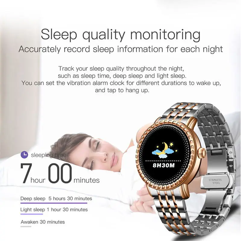LIGE New Fashion Smart Watch Women Waterproof Heart Rate Blood Pressure Monitoring Pedometer Smart watch Ladies  for Android IOS