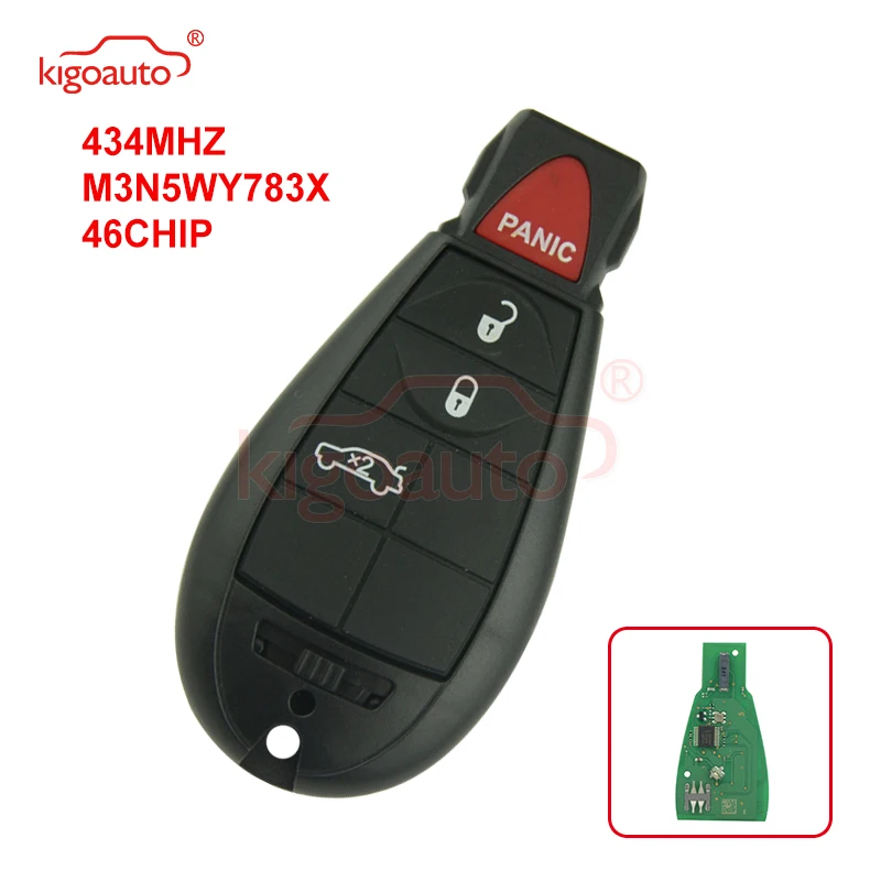 Kigoauto #2 Fobik Key 434Mhz M3N5WY783X 3 Button With Panic For Dodge RAM Journey 2009 2010 2011
