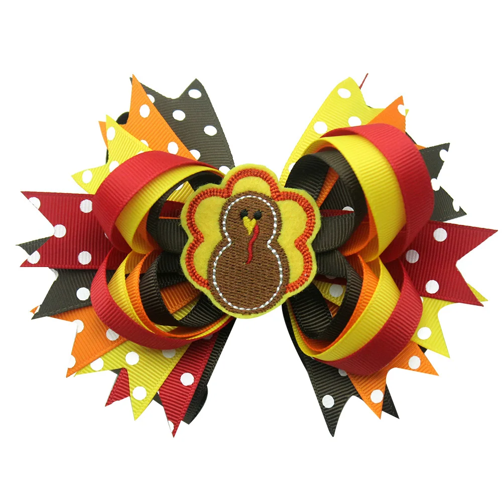 5 дюймов красочные банты для волос день благодарения аксессуар зажим девочки