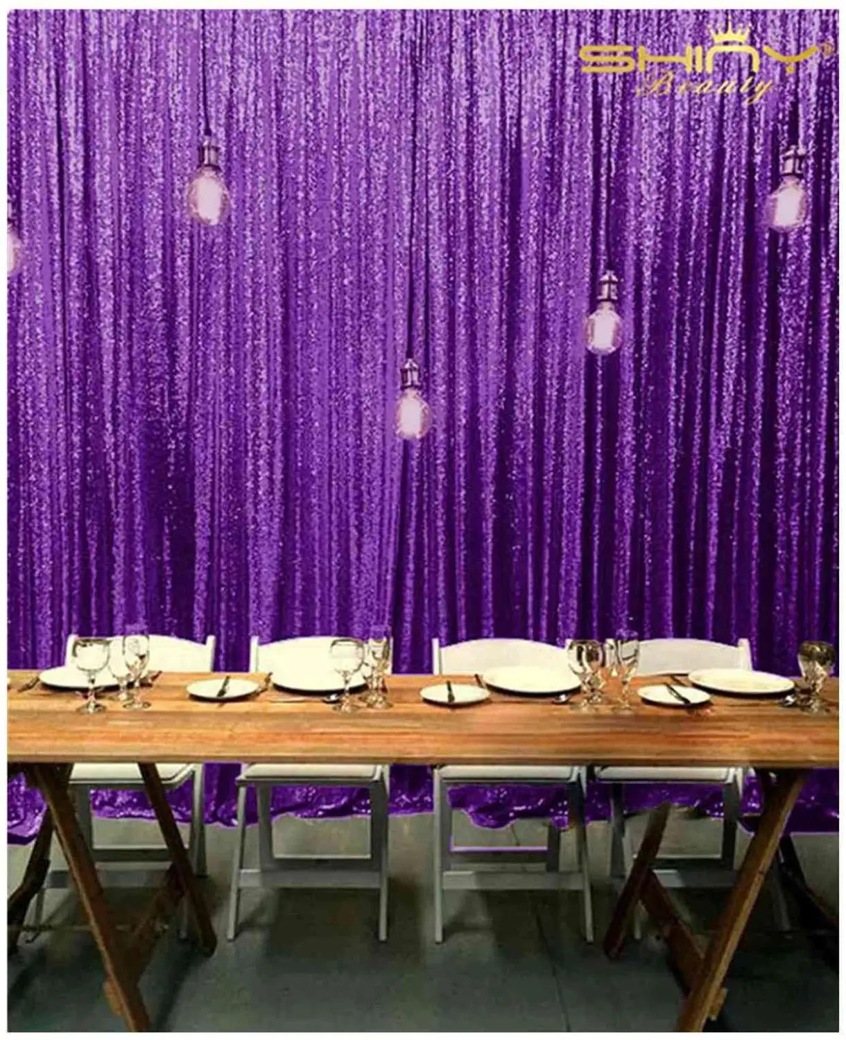 

Shinybauty 2FTX8FT 2 Panels Party Backdrop Purple Sequin Curtains Party Decor Wall Wedding Backdrop Decoration-M190820