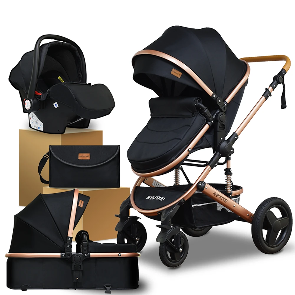 Babyfond Hoge Landschap Kinderwagen 3 In 1 Set Reizen Systeem Vouwen Twee  weg Kinderwagen Buggy Met Baby autostoel|Four Wheels Stroller| - AliExpress