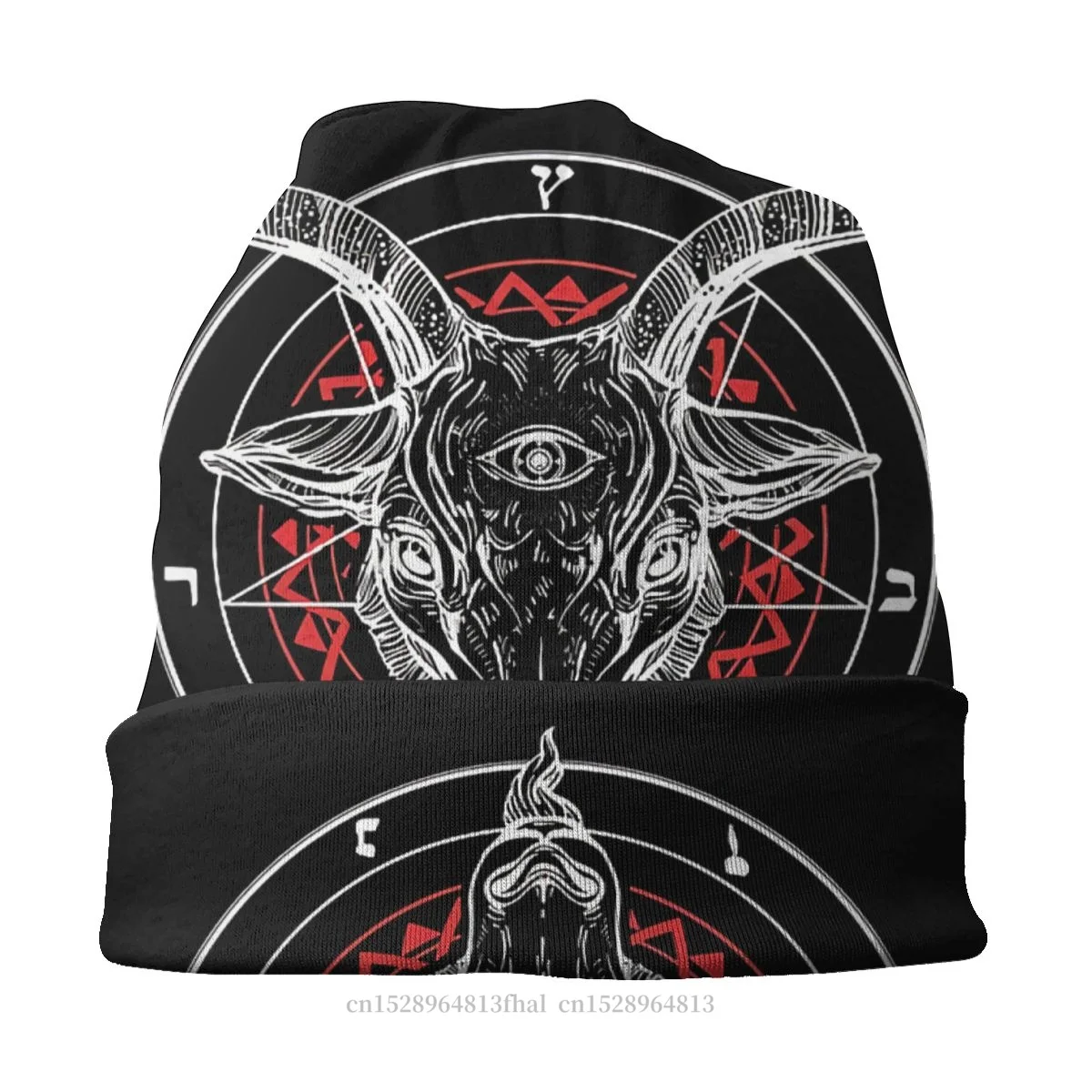 Baphomet Skullies Beanies Caps Satanic Goat Circle Satan