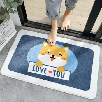 

Indoor Bathroom Carpet Non-Slip Absorbent Bath Mat Kitchen Bedroom Floor Mat Soft Flannel Home Carpet Cute Cartoon Printing