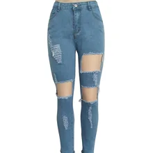 Женские джинсы расклешенные джинсы модные отверстия Джинсовые винтажные длинные брюки женские модные Клубные длинные джинсовые повседневные штаны, брюки