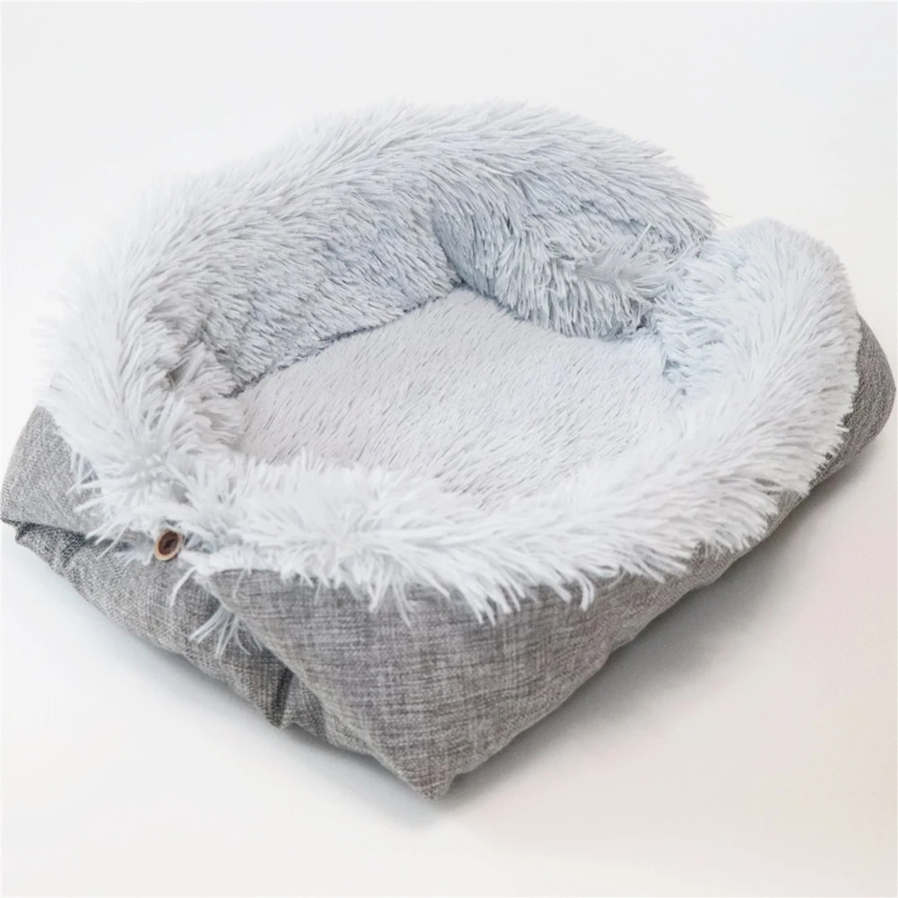 Soft Cat Bed Washable Long Plush Pet Bed Kennel Round Dog House Cat Bed For Cats Bed Cushion Big Large Mat Bench Pets Supplies