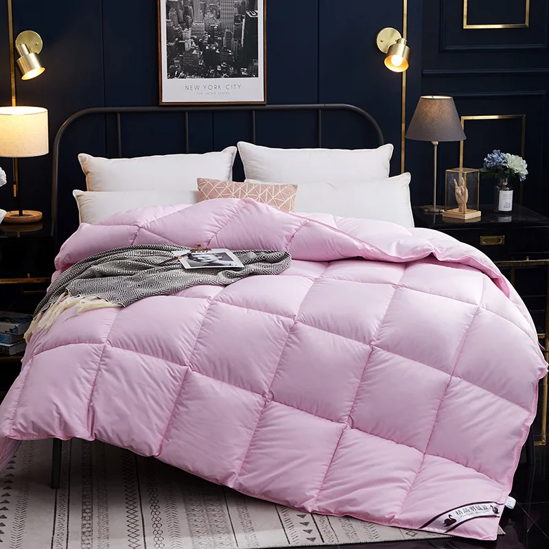 Белое хлопчатобумажное лоскутное одеяло, пододеяльник, размер King queen, сплошной цвет, утепленное летнее/зимнее одеяло, постельные принадлежности, наполнитель - Цвет: Pink