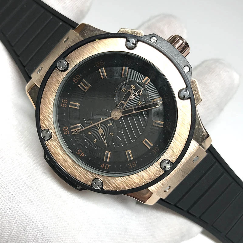 

2019 Fashion Mens watch black dial automatic self winding glide smooth second hand rubber strap good quality watch