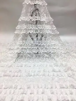 

2020 High Quality African Lace Fabric Pure White French Net Embroidery Tulle Lace Fabric For Nigerian Wedding Party Dress