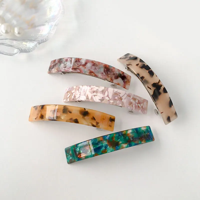 

Geometric Hairpin Korean Hair Accessories Ponytail Clip Vintage Fashion Tortoiseshell Clip Arc Spring Clip Acetate Barrettes