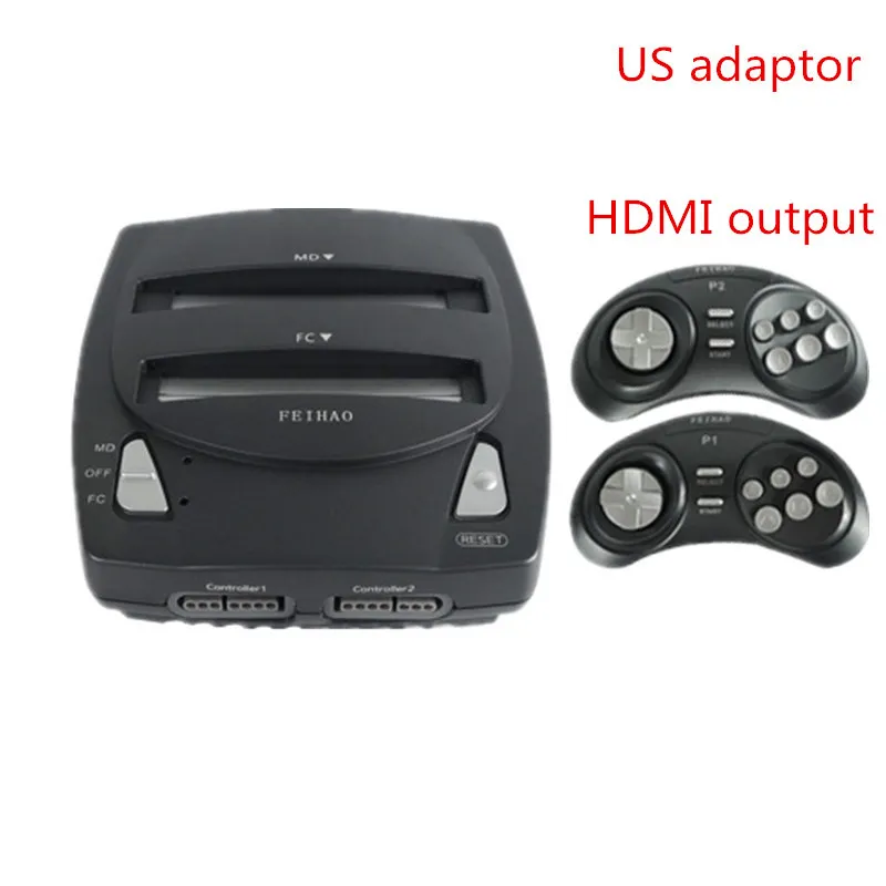 Зеленый HDMI Retro dual system 8 bit NES Dendy and16bit MD genesis video game console Game player for 8bit and 16bit cartridge - Цвет: Зеленый