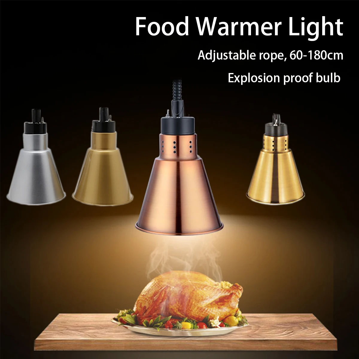 250W Electric Heat Lamp Food Retractable Cord Ceiling Pendent Lightings