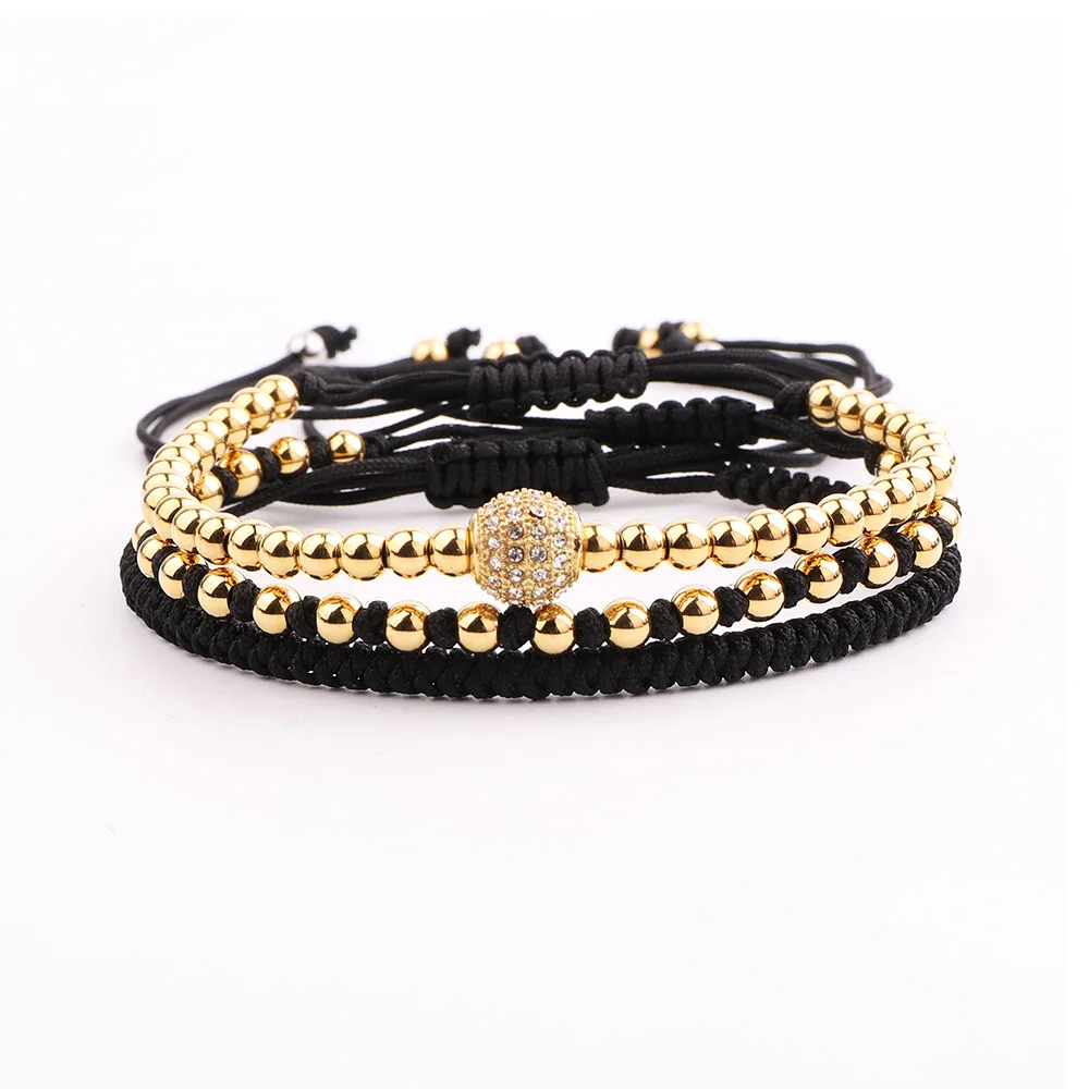 JARAVVI New Design High Quality Stainless Steel Beads Rhinestone Ball Cord Braided Macrame Bracelet Set Men Women Gift - Image 5