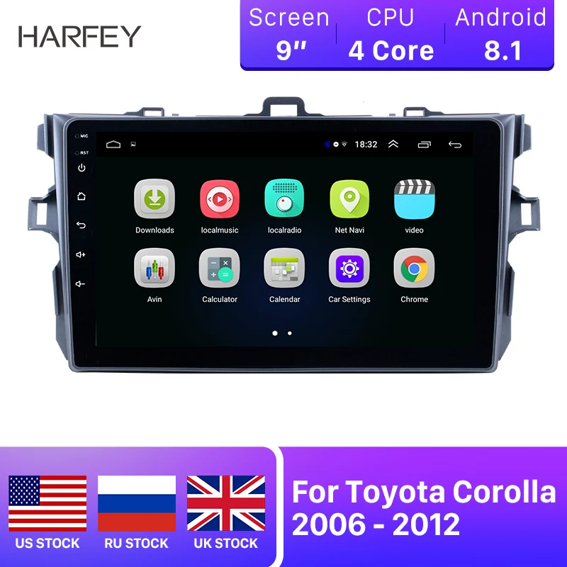 Harfey HD 9 &quotAndroid 8 1 Автомобильный gps авто радио для Toyota Corolla чистый 2006-2012 Мультимедиа