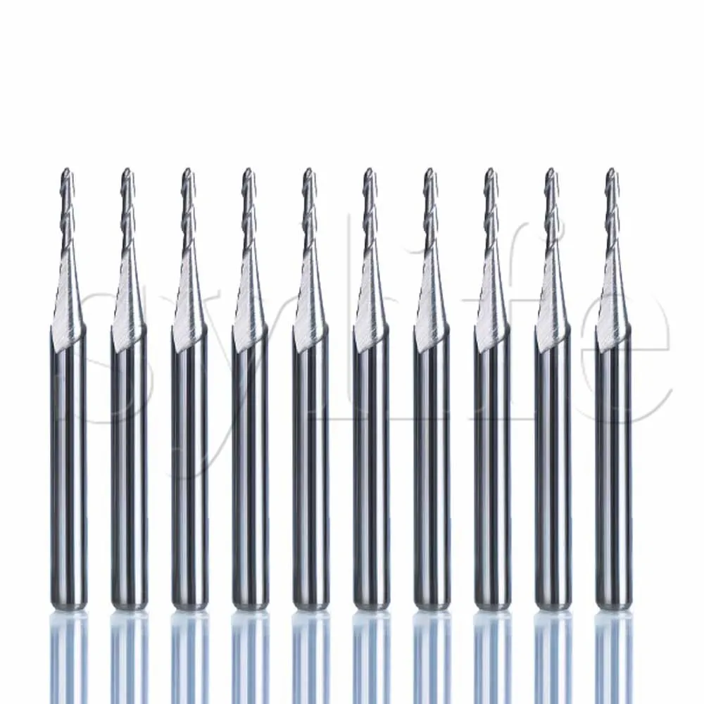 10pcs 3.175*1.5*6mm 2 flutes spiral carbide tools cnc engraving bits wood router | Инструменты