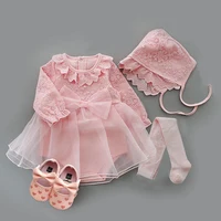 Newborn Baby Girl Dresses Clothes For 0-3 Month Set Party Birthday Dress Outfits 0-1 Years Shoes Tights & Long Socks Christening 4