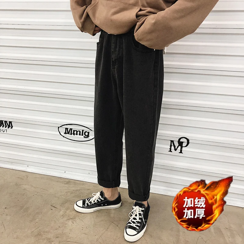 Plus Velvet Thick Jeans Men s Slim Fashion Blue Black Jean Pants Men Streetwear Hip Hop 2