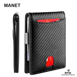 MANET Mini Rfid Card Holder Vintage Wallet Men Luxury Credit Card Holder for Male Men's Wallets Short Thin Money Bag kartenetui