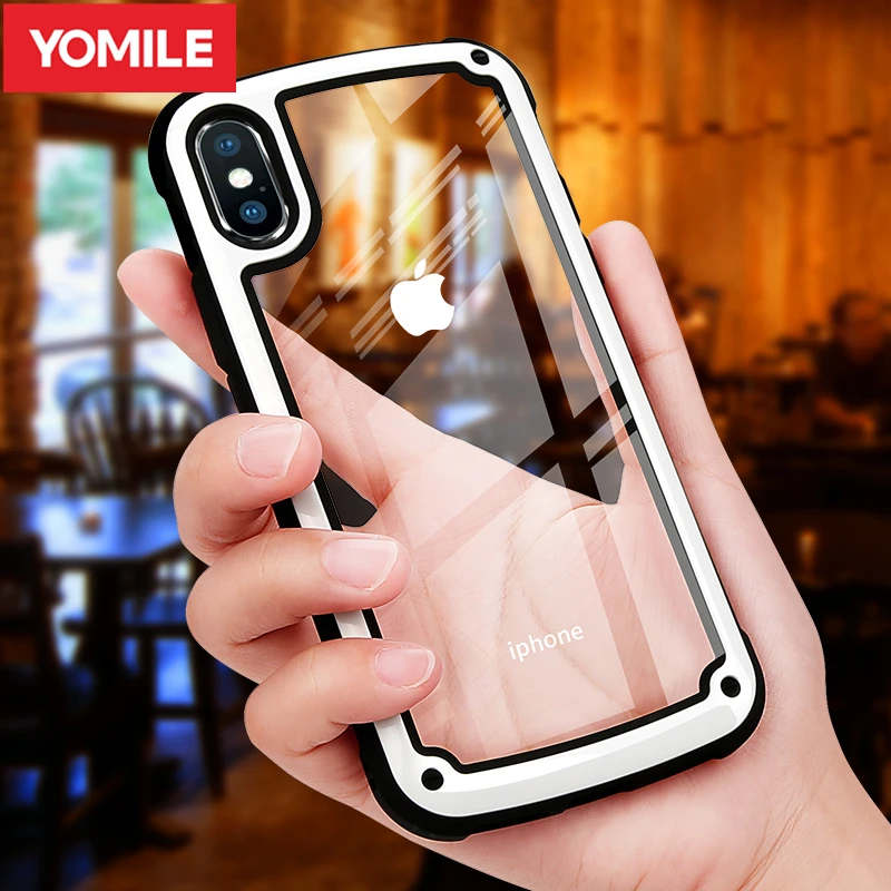 

Luxury UV Frame Clear Cases For iPhone X XS Max XR 6 S 6S 7 8 Plus i Phone 8Plus 7Plus Hard Transparent Acrylic Shockproof Cover