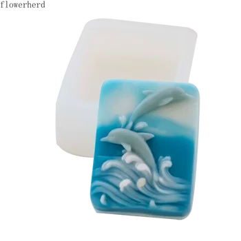 

Surfing Dolphin Embossed Silicone Soap Mold Handmade Soap Making Kit Resin Mold Fondant Molds Cake Mold Cake Decorating Tools