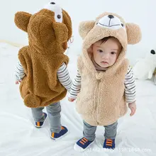 Г. Осенне-зимняя одежда в Корейском стиле для мальчиков и девочек Теплый жилет с капюшоном и плюшевой подкладкой для маленьких девочек с героями мультфильмов детская одежда