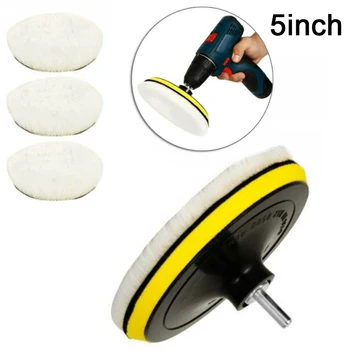 

5pcs/set 3/4/5/7in Buffing Polishing Pads Car Polisher Drill Wool Wheel Mop Kit Sponge Wool Wheel Polishing Pad For Car Polisher