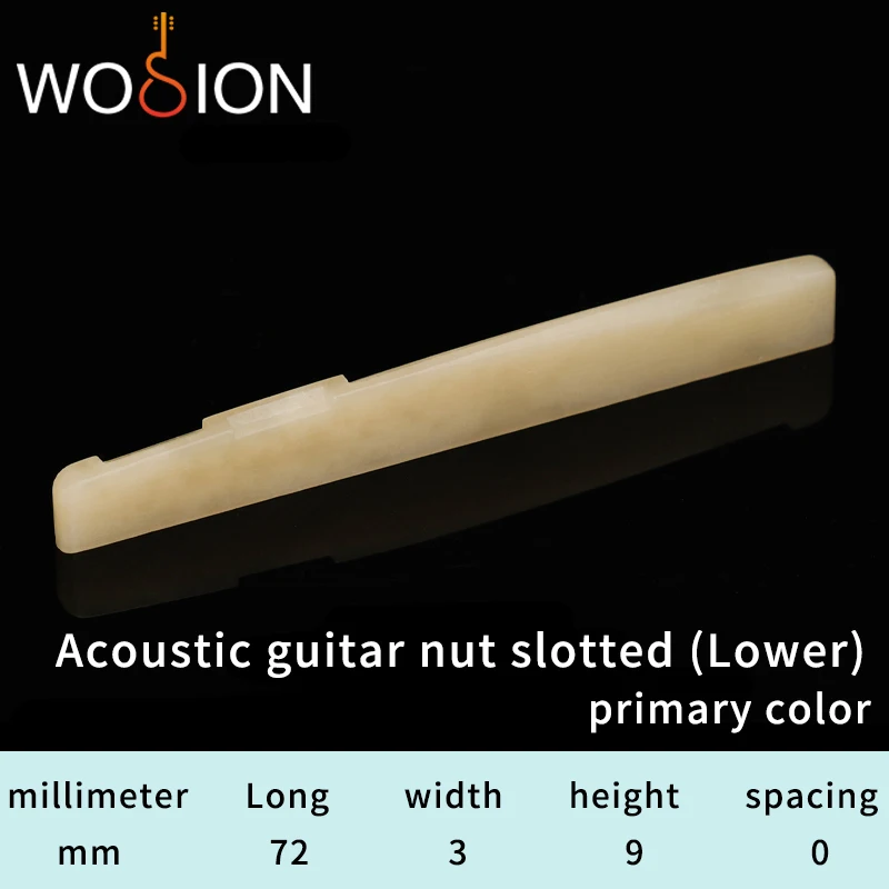 Wosion Bovine bone primary color Acoustic guitar ,Classical guitar nut slotted, upper and lower nuts slotted in various sizes。