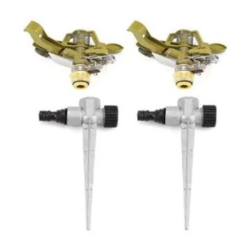 

2Pcs Metal Pulsating Sprinkler 360 Degree Rotation Lawn Watering Sprinklers with Spike for Garden Irrigation System