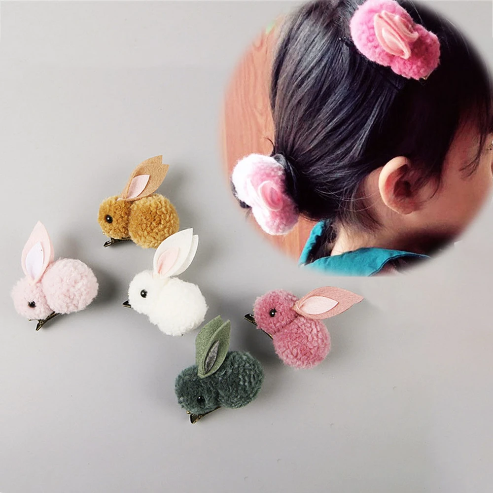 accesorios para el cabello para bebés y niños pinzas para el pelo a presión pasadores de dibujos animados De 5cm con orejas de conejo horquillas BB Caja de 6102028 uds 