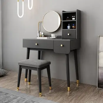 

Simple light luxury dressing table bedroom small apartment dressing table desk integrated Nordic net red dressing table
