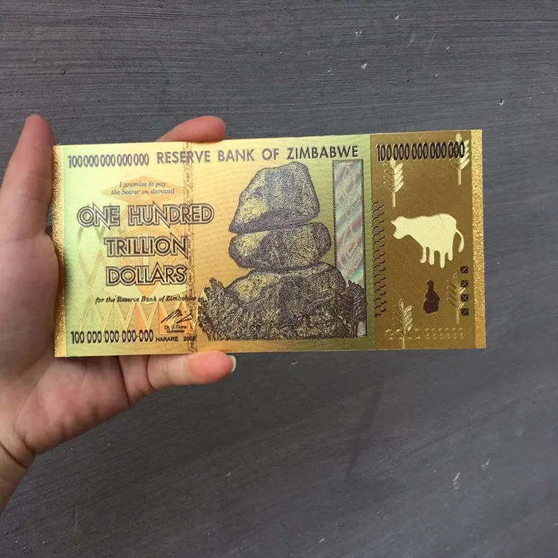 Черная Золотая фольга 100 триллиона памятных банкнот 1 шт. из Зимбабве | Дом и сад