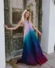 TEELYNN Elegant party chiffon rainbow floral print maxi dresses women sexy backless halter long summer vestidos boho beach robe ► Photo 2/6