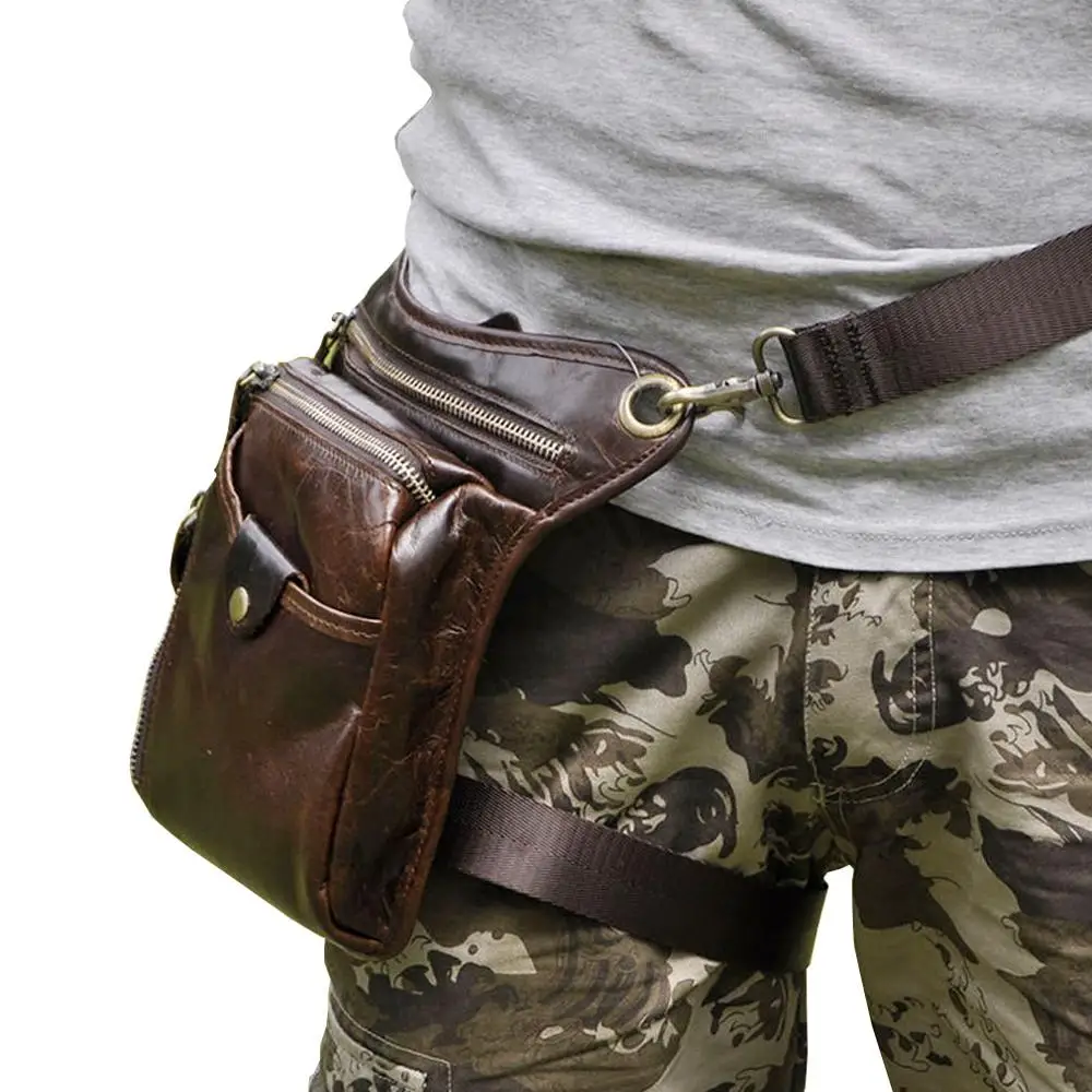 

Men's Oil Wax Genuine Leather Cowhide Vintage Drop Leg Bag Messenger Shoulder Bag Belt Hip Bum Fanny Pack Travel Riding Pouch
