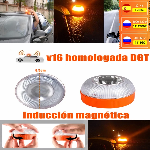 Luz de emergencia v16 para coche, faro estroboscópico de inducción  magnética recargable, homologado por dgt - AliExpress