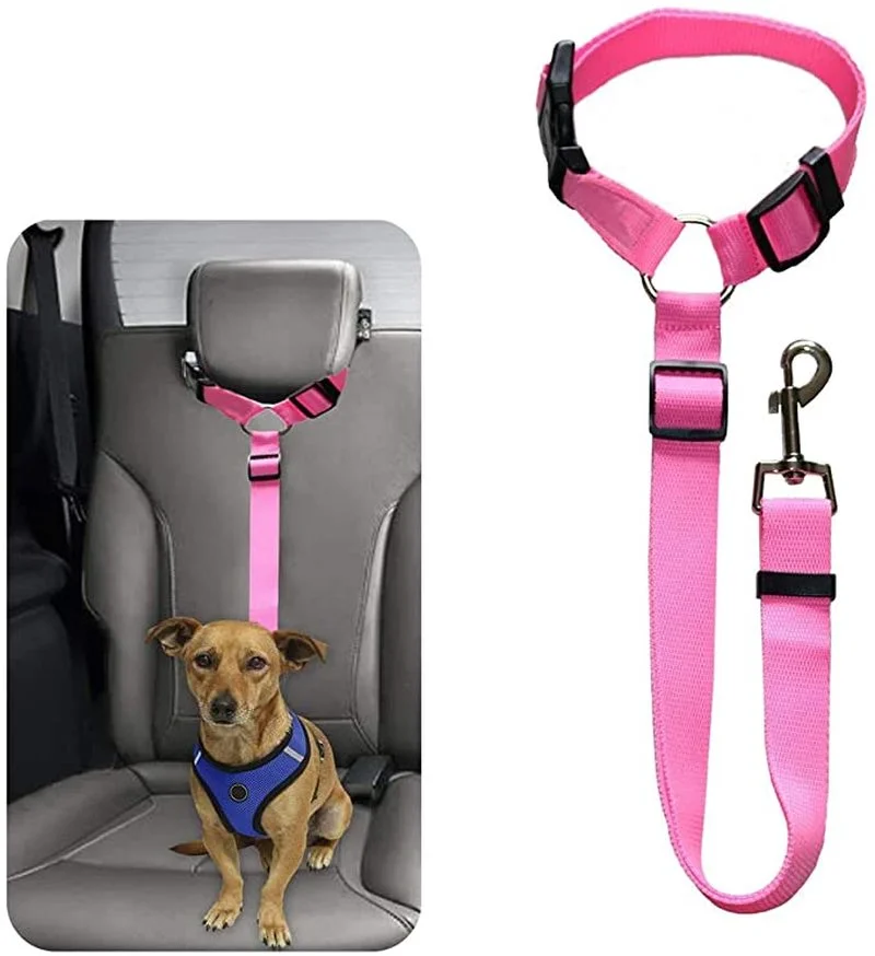 

Dog Cat Nylon Safety Seat Belt Strap Car Headrest Restraint Adjustable Dog Restraints Vehicle Seatbelts Harness for Dog Walker