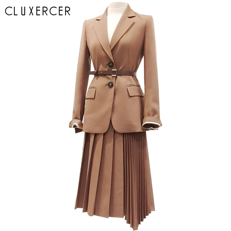

2019 Spring Autumn Solid Color OL Blazer Jacket Female Blazer Coat Office Lady Belt Single Breasted Slim Suit Chaqueta Mujer