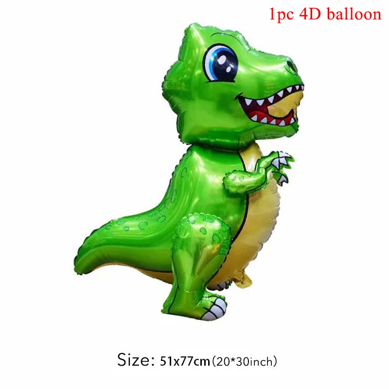 1 4D balloon green Динозавр ПВХ фольга Висячие завитки динозавр день рождения украшения Детские сувениры Юрский динозавр Потолочные Подвесные гирлянды принадлежности - Цвет: 1 4D balloon green