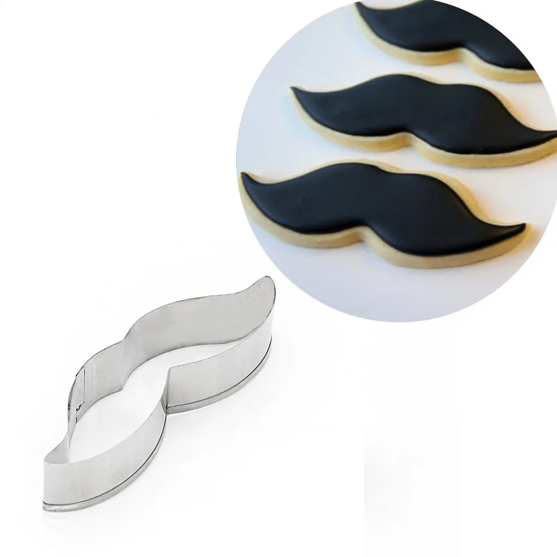 2PCS Moustache Beard Stainless Steel Biscuit Cookie Cutter Cake Decor Mould Tool