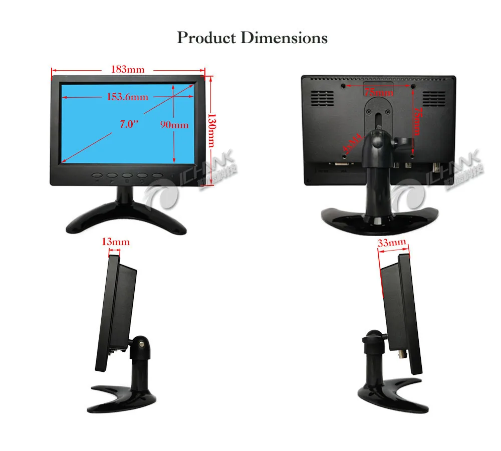 ZB070JC-2660/7 "1024x600 дюймов VGA HDMI HD сигнал Портативный Высокая чувствительность четыре провода резистивный сенсорный монитор ЖК-дисплей Экран